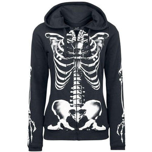 Gothic Hoodies Women Halloween Skull Theme Pullover Sweatshirts